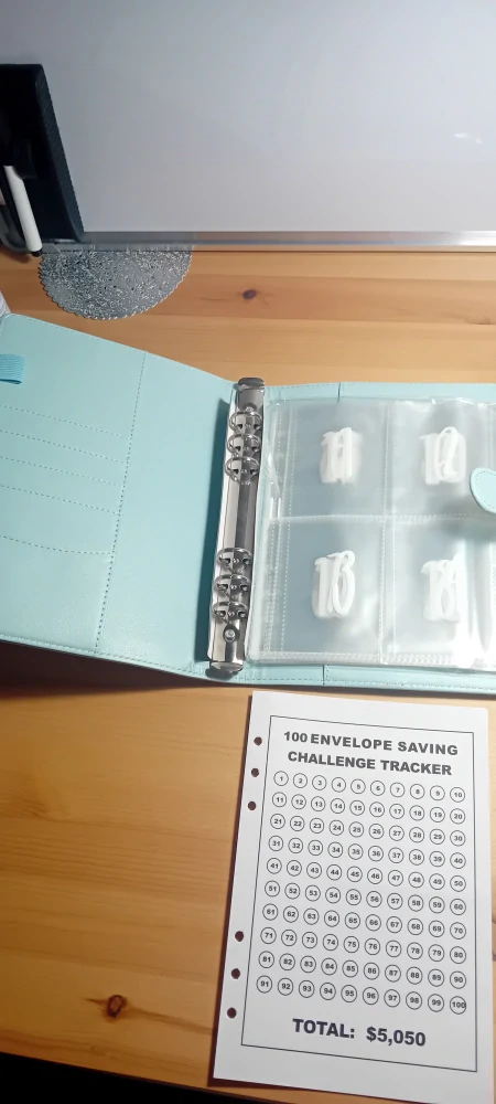 100 envelope savings challenge modrá